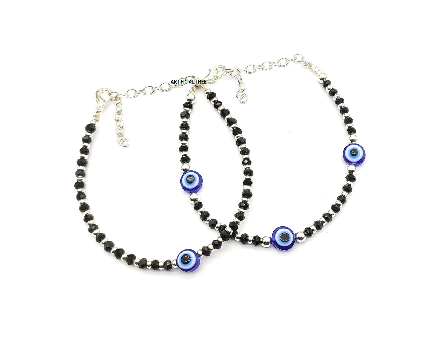 Nazariya 3 Evil Eye + 1 Evil Eye Charms Nazariya Bracelet Adjustable| Nazar Battu | for Women, Men, Girls & Boys 2 Piece