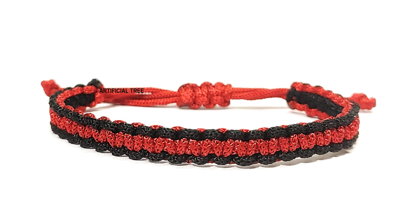 Handmade Nazar Black & Red Thread Bracelet Adjustable Bracelet for Women, Men, Girls & Boys 4 Piece (BLACK - RED)