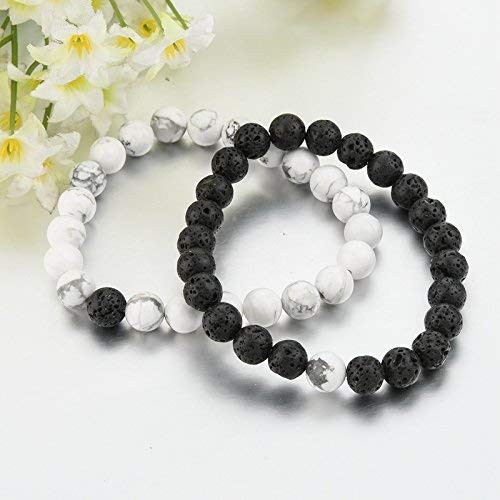 Black White Ball Nazariya Stretchable Bracelet Adjustable for Women, Men, Girls & Boys 4 Piece