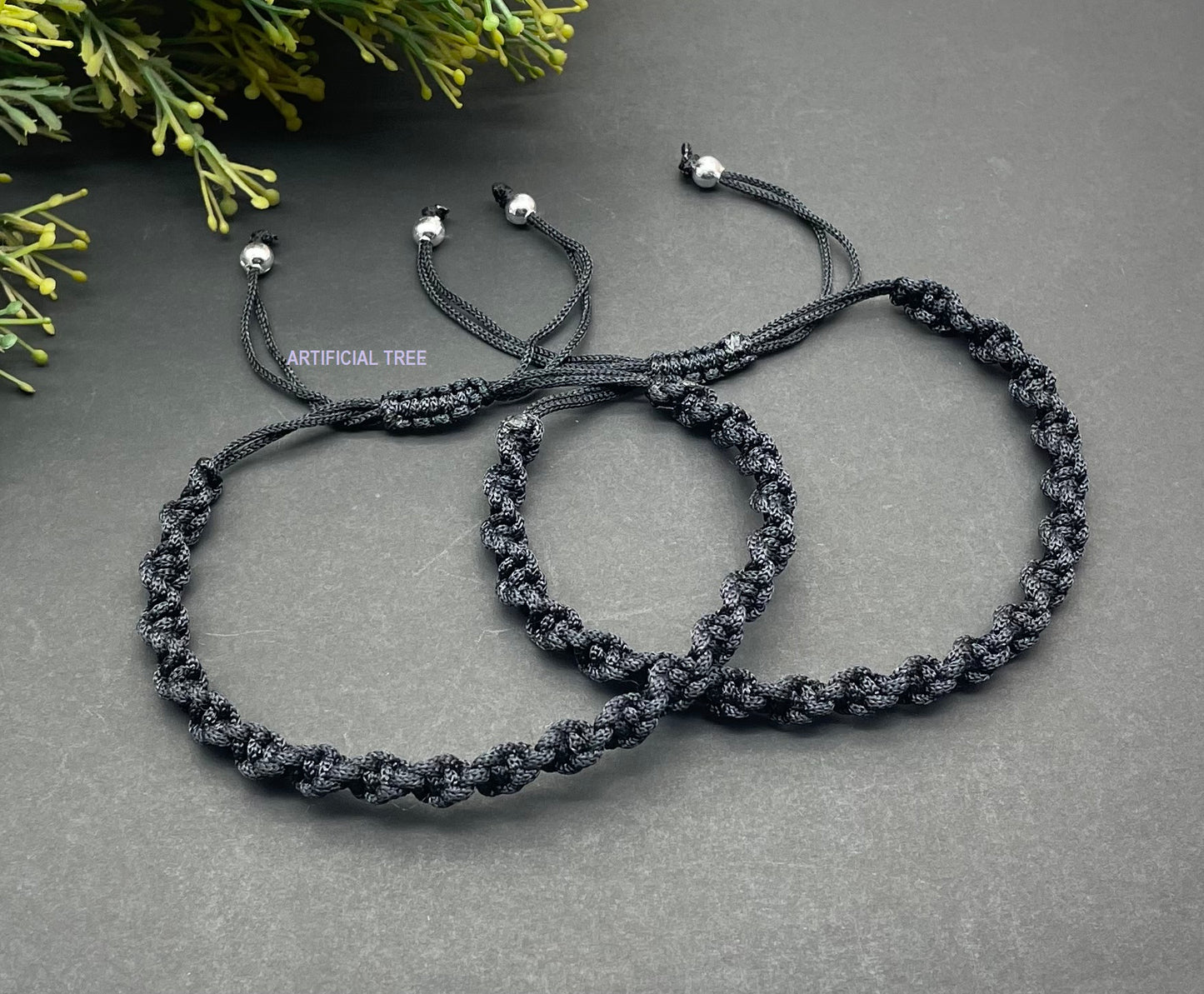 German Silver Black Thread Adjustable Anklet for Women and Girls