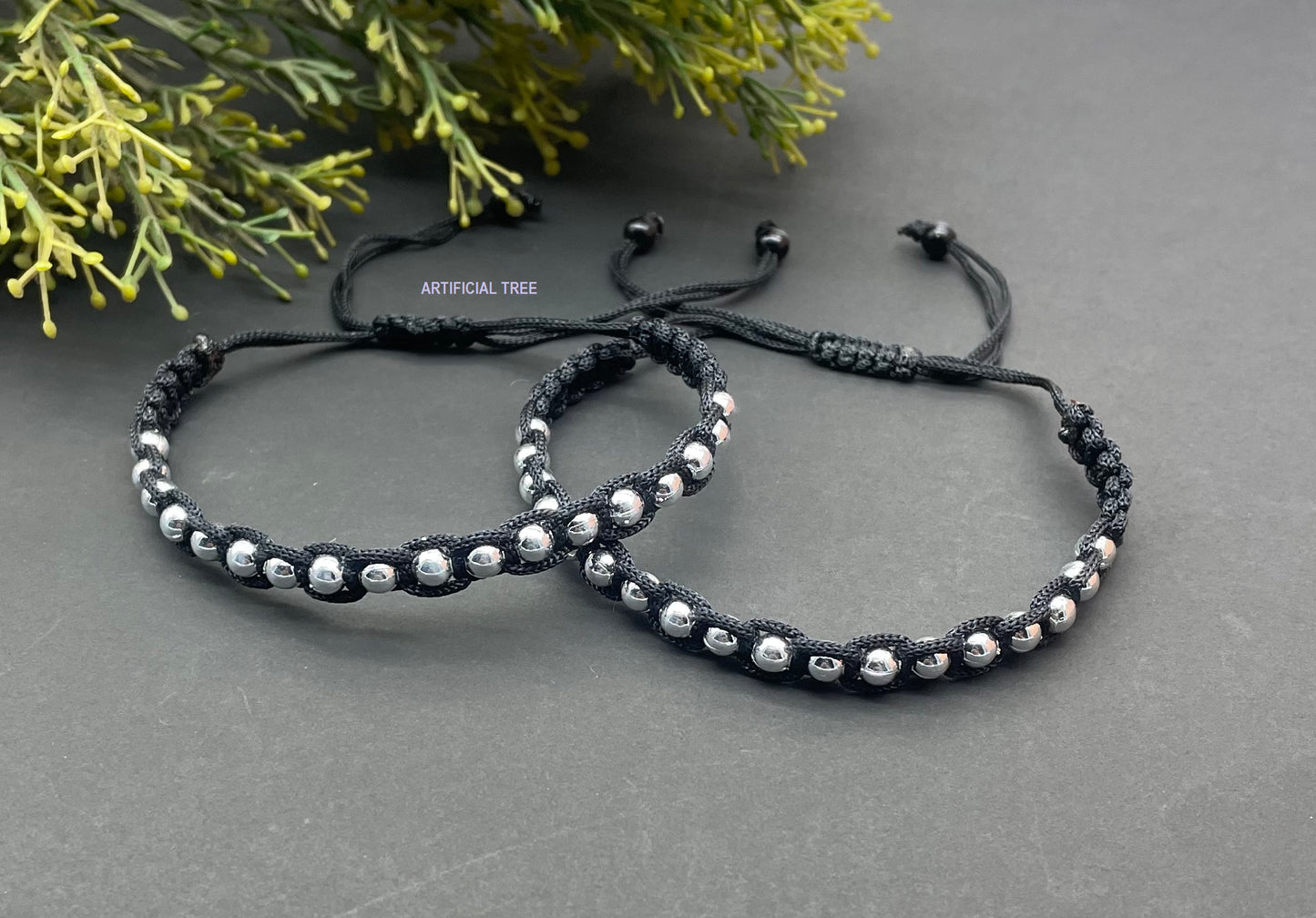 German Silver Ball Charms Black Thread Adjustable Anklet (Payal) for Women and Girls