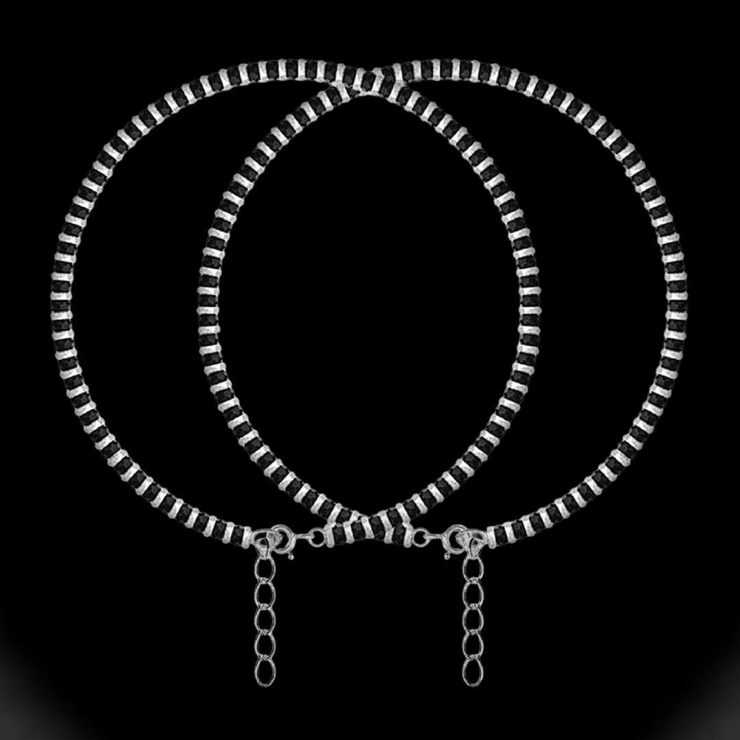 Jewellery German Silver Nazariya Anklet (Payal) | Nazar Battu | 2-Piece Set for Women & Girls | Stylish Protective Anklet