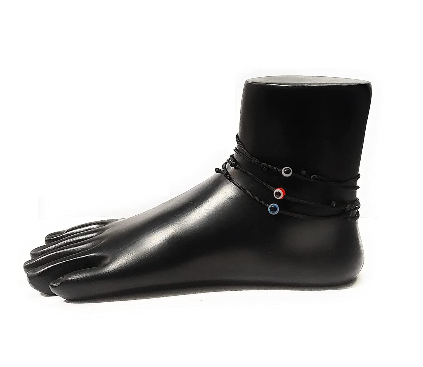 3 Pcs Combo Black Thread Payal | Adjustable Nazar Battu Evil Eye Anklets for Women & Girls | Trendy Black Thread Anklets with Single Charm