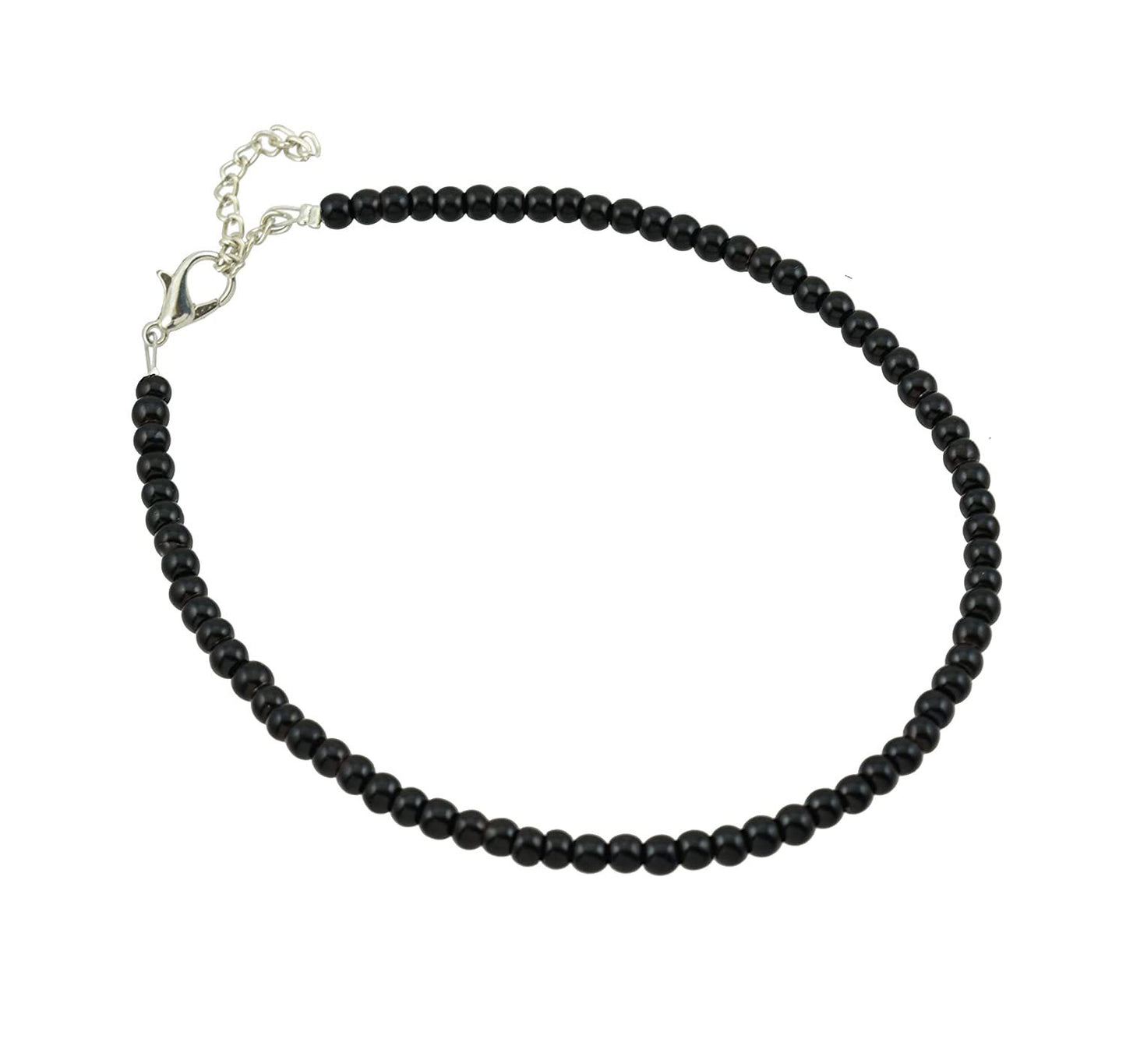 Trend Brass Black Nazariya Payal (Anklet) with Black Beads (Crystal) for Girls and Women
