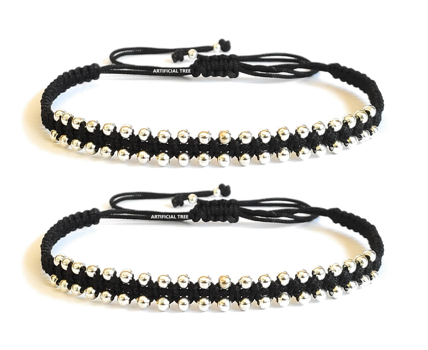 Handmade Black Thread Ball Charms Nazariya Anklet | Payal for Women & Girls - 2 Piece Set