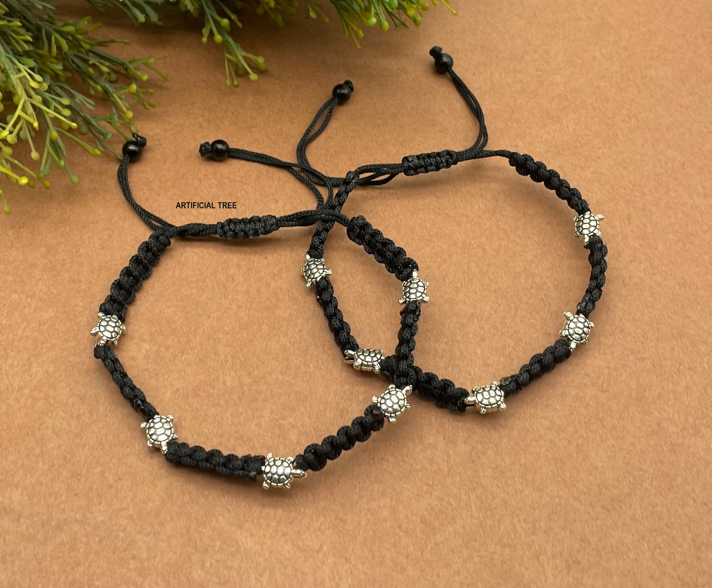 Latest Trend Tortoise Charms Black Thread Adjustable Anklet (Payal) for Women and Girls