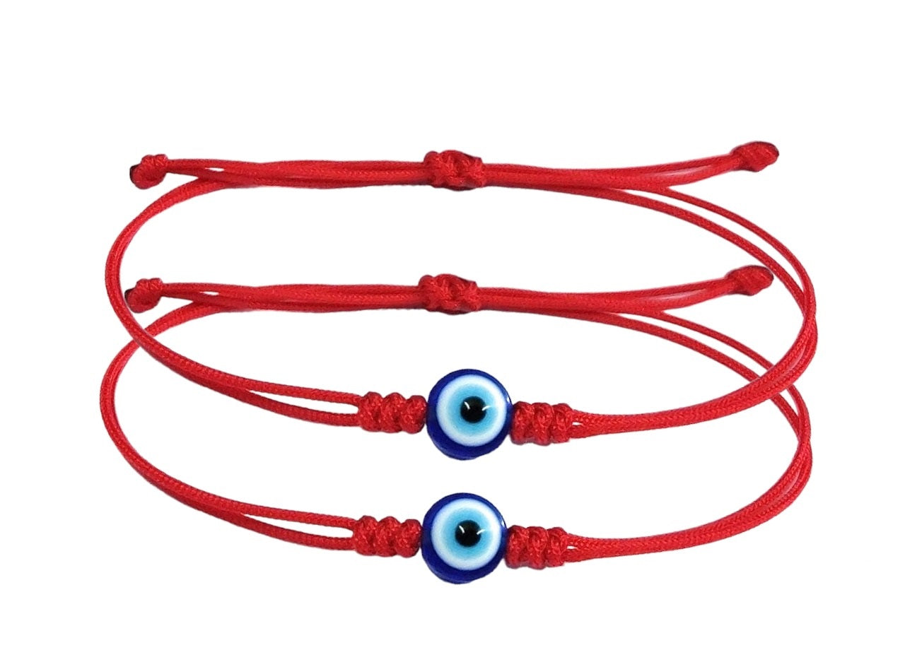 ARTIFICIAL TREE Handmade Evil Eye Nazar Dhaga Bracelet Adjustable Friendship Band for Women, Men | Nazar Bracelets | Stylish Adjustable Thread Bracelets for Protection 4 Piece RED (AT GIRLS BRCT 068)