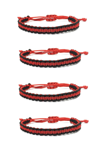 ARTIFICIAL TREE Handmade Nazar Black & Red Thread Bracelet Adjustable Bracelet for Women, Men, Girls & Boys 4 Piece (BLACK - RED)(AT GIRLS BRCT 030)