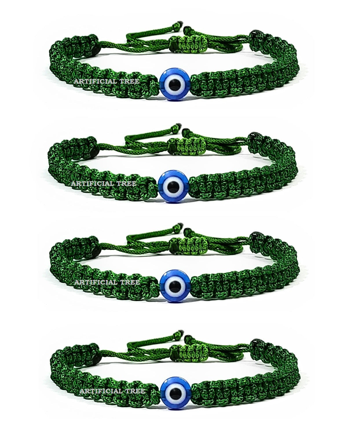 ARTIFICIAL TREE Handmade Nazar Evil Eye Charms Thread Bracelet Adjustable Bracelet for Women, Men, Girls & Boys 4 Piece