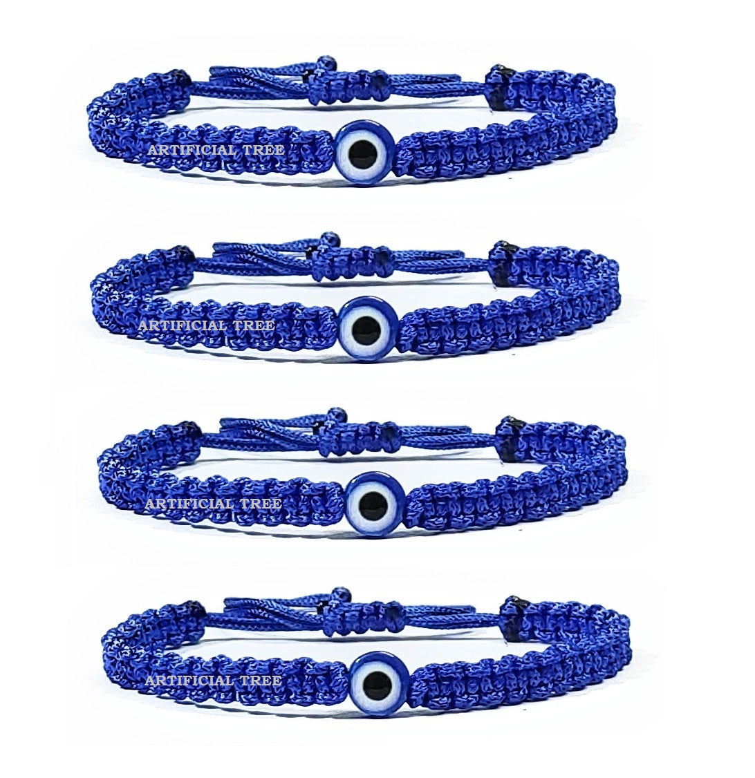 ARTIFICIAL TREE Handmade Nazar Evil Eye Charms Thread Bracelet Adjustable Bracelet for Women, Men, Girls & Boys 4 Piece