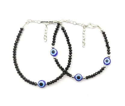 ARTIFICIAL TREE Nazariya 3 Evil Eye + 1 Evil Eye Charms Nazariya Bracelet Adjustable| Nazar Battu | for Women, Men, Girls & Boys 2 Piece(AT GIRLS BRCT 040)