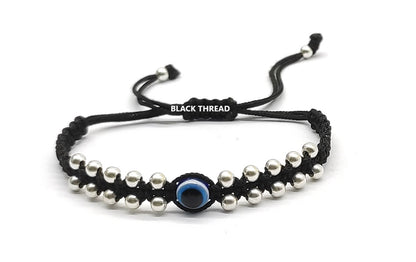 BLACK THREAD ARTIFICIAL Charms Evil Eye 12 Ball (Dhaga) Nazariya Anklet/Bracelet Adjustable| Nazar Battu | for Baby Girls & Boys 2 Piece (BT KIDS BRCT 007)