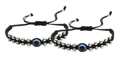 BLACK THREAD ARTIFICIAL Charms Evil Eye 12 Ball (Dhaga) Nazariya Anklet/Bracelet Adjustable| Nazar Battu | for Baby Girls & Boys 2 Piece (BT KIDS BRCT 007)