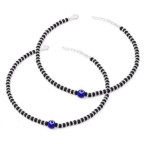 ARTIFICIAL TREE Latest Trend Evil Eye Anklets for Women | Stylish Nazar Battu Black Anklet for Girls | Adjustable Protective Accessory (AT ANK 007)