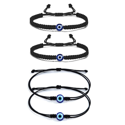 ARTIFICIAL TREE Handmade Nazariya 6 mm Evil Eye Charms Black Thread Bracelet Adjustable for Women, Men, Girls & Boys 4 Piece (BLACK)(AT GIRLS BRCT 036)