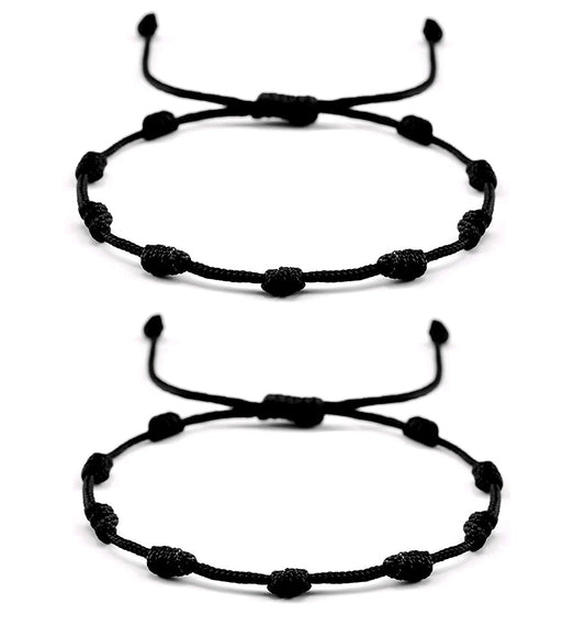 ARTIFICIAL TREE JEWELS Anklet both Nazar Dhaga With Knot Beads Avoid Negative Energy Adjustable Black Thread for Men, Women, Girls & Boys (AT ANK 005)