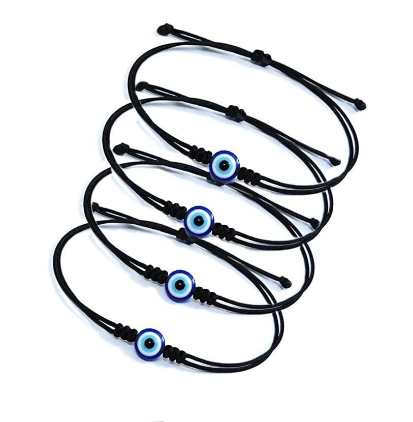 ARTIFICIAL TREE Handmade Evil Eye Nazar Dhaga Bracelet Adjustable Friendship Band for Women, Men | Nazar Bracelets | Stylish Adjustable Thread Bracelets for Protection 4 Piece (AT GIRLS BRCT 067)