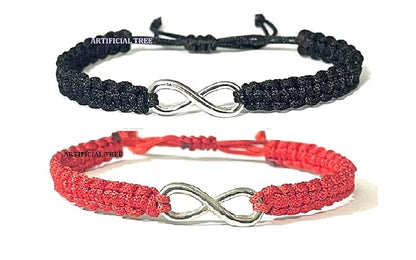 ARTIFICIAL TREE Infinity Red Black Thread Bracelet | Nazar Battu | Adjustable for Women, Girls, Men & Boys - 2 Piece  (AT GIRLS BRCT 071)