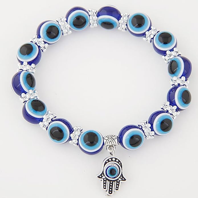 ARTIFICIAL TREE Handmade Nazariya Evil Eye Charms Stone Bracelet Stretchable Adjustable| Nazar Battu | for Women, Men, Girls & Boys 5 Piece(AT GIRLS BRCT 060)