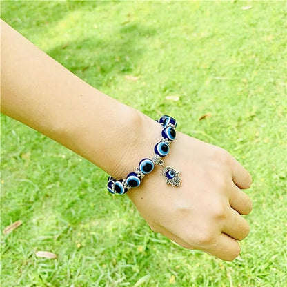 ARTIFICIAL TREE Handmade Nazariya Evil Eye Charms Stone Bracelet Stretchable Adjustable| Nazar Battu | for Women, Men, Girls & Boys 5 Piece(AT GIRLS BRCT 060)