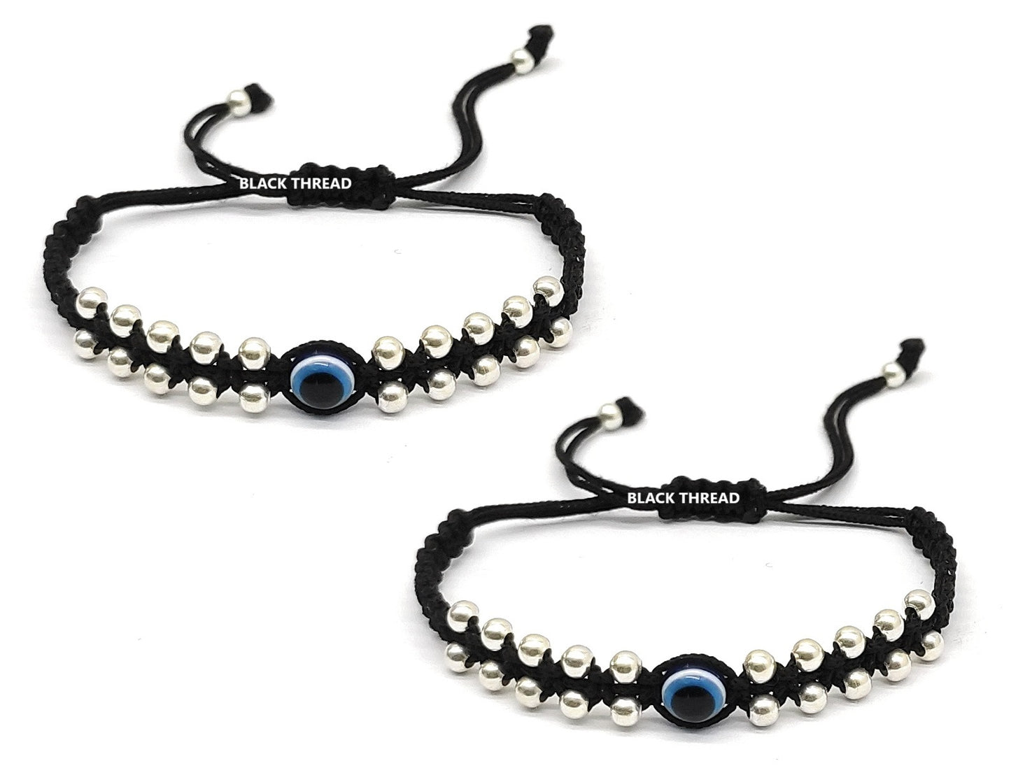 BLACK THREAD ARTIFICIAL Charms Evil Eye 12 Ball (Dhaga) Nazariya Anklet/Bracelet Adjustable| Nazar Battu | for Baby Girls & Boys 2 Piece (BT KIDS BRCT 007)