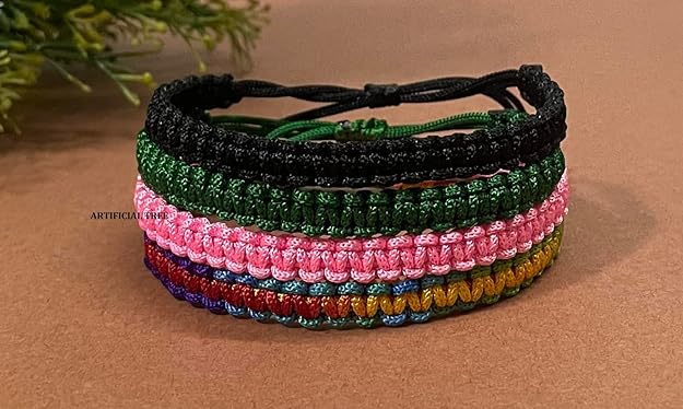 ARTIFICIAL TREE Handmade Thread Nazar Dhaga Bracelet Adjustable Wristband (Black, Red, Pink, Multicolour) Friendship Band for Women, Girls, Men & Boys - 100% Skin Friendly (AT GIRLS BRCT 006)