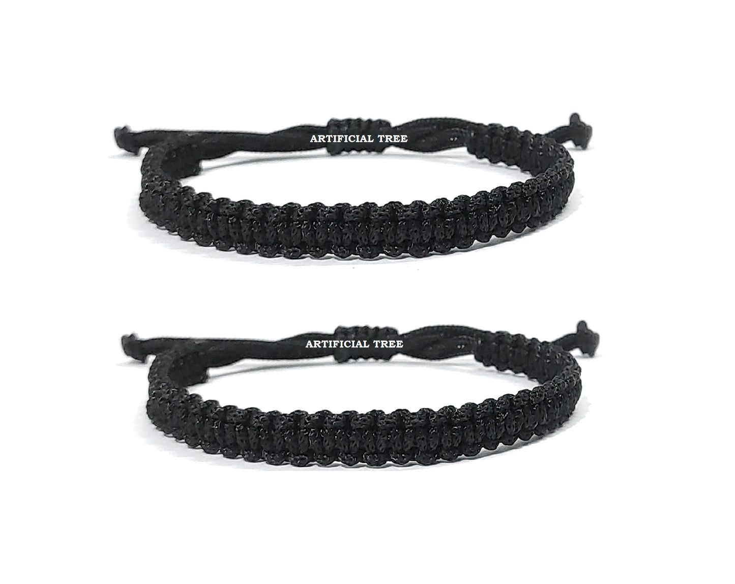 ARTIFICIAL TREE Handmade Kala Dhaga Bracelet Adjustable for Women, Men, Girls, Boys | Nazar Bracelets 2 Piece Set | Adjustable Black Thread Bracelets for Protection