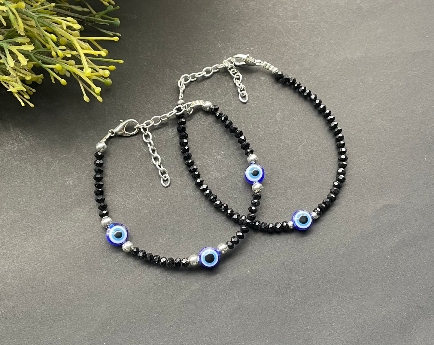 ARTIFICIAL TREE Nazariya 3 Evil Eye + 1 Evil Eye Charms Nazariya Bracelet Adjustable| Nazar Battu | for Women, Men, Girls & Boys 2 Piece(AT GIRLS BRCT 040)