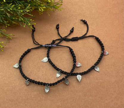 ARTIFICIAL TREE Trend leave Charms Black Thread Adjustable Anklet (Payal) for Women and Girls (AT ANK 023)