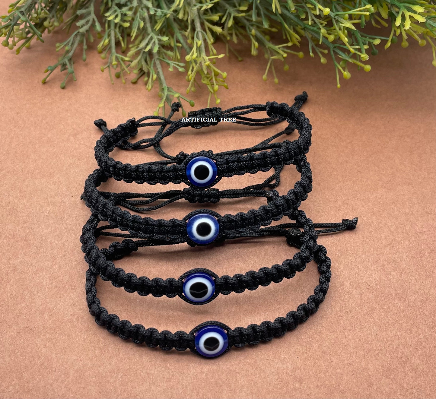 ARTIFICIAL TREE Handmade Nazar Evil Eye Charms Black Thread Bracelet Adjustable Bracelet for Women, Men, Girls & Boys 4 Piece (BLACK)(AT GIRLS BRCT 028)