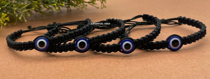 ARTIFICIAL TREE Handmade Nazar Evil Eye Charms Black Thread Bracelet Adjustable Bracelet for Women, Men, Girls & Boys 4 Piece (BLACK)(AT GIRLS BRCT 028)