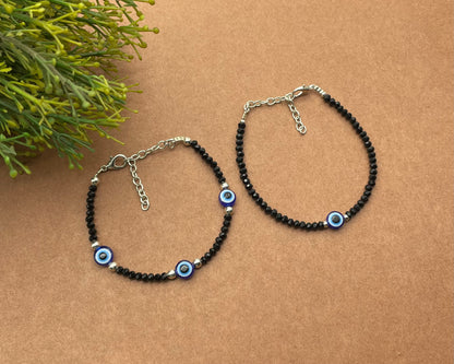 ARTIFICIAL TREE Nazariya 3 Evil Eye + 1 Evil Eye Charms Nazariya Bracelet Adjustable| Nazar Battu | for Women, Men, Girls & Boys 2 Piece(AT GIRLS BRCT 040)